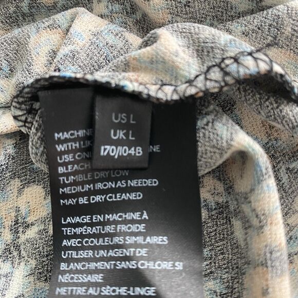 Free People Mini Dress‎ Womens Large Black Floral Long Sleeve Stretch Ladies - Picture 10 of 16